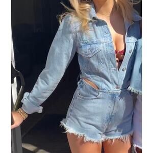 Zara cut out long sleeve denim romper XS